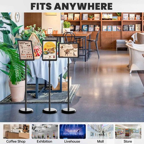 Sign Stand Holder 8.5x11 inch - Adjustable Sign Holder Stand for Display with Heavy Duty Base, Floor Standing Sign Holder for Business, Retail, Events, Offices, Trade Show, Exhibition(Black) (8.5×11 inch - 2 Pack)