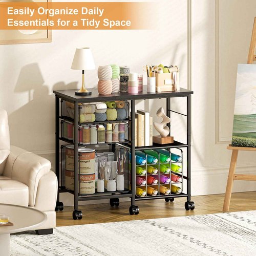 Sbanmao 3 Drawers Rolling File Cabinet with Open Storage Shelf, Under Desk Storage, Hanging File Folder Organizer with Wheels, Mobile Printer Stand Utility Craft Cart for Home Office, Black