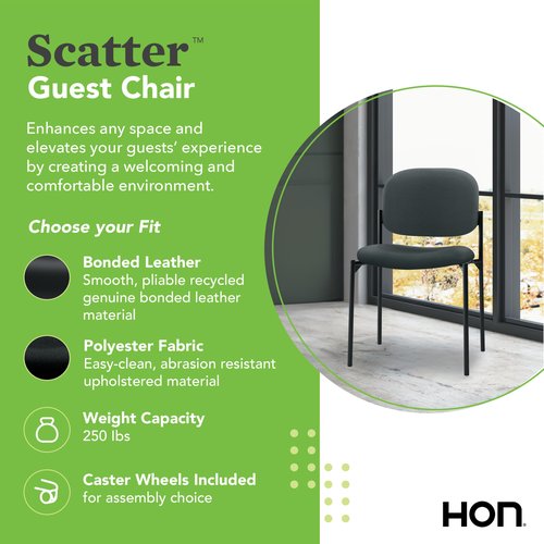 basyx by HON HVL606 Stacking Guest Chair | Charcoal Fabric
