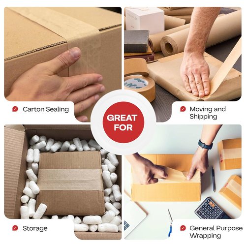IDL Packaging Reinforced Water-Activated Kraft Gummed Tape - 2.83" x 450ft, 30lb Thickness, Brown | Heavy-Duty Carton Sealing