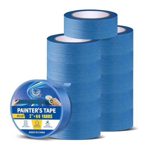 ABOUT MT Blue Painters Tape 2 Inches Wide(2" X 60 Yards), Premium Masking Tape Must-Have Wall Painting Supplies for DIY Enthusiasts and Pros Alike(Strong Viscosity) (12 Pack)