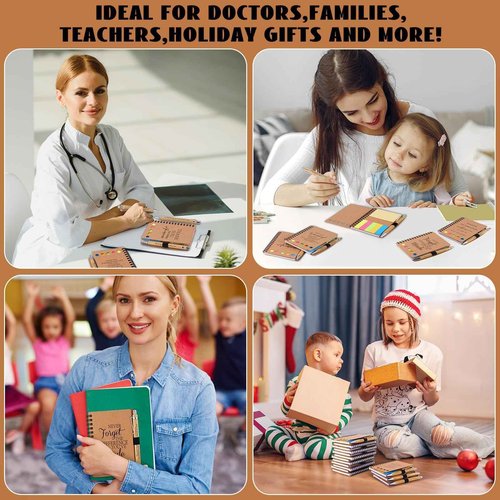 Czlotyh 20 Sets Employee Appreciation Gifts Spiral Notebooks with Sticky Notes Notepads Thank You Journals Inspirational Bamboo Ballpoint Pens Bulk for Nurse Teacher Coworker