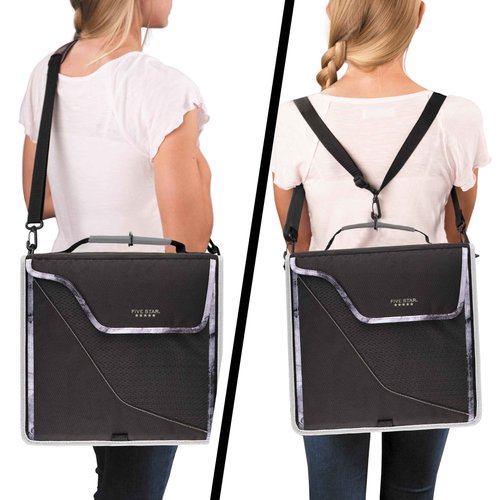 Five Star Zipper Binder, 3 Inch 3-Ring Binder with D Rings, Removable Padded Case, 5-Tab Expanding File and Multi-Use Strap, 850 Sheet Capacity, Black/Gray (29296IT8)