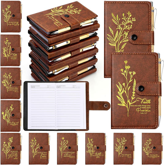 Spakon 100 Pcs Leather Prayer Journals - Inspirational Christian Gifts with Bible Verse Pens for Easter