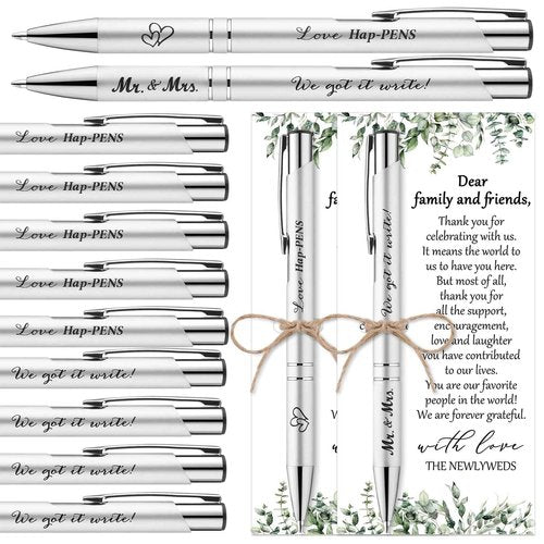 Humyoun Wedding Favors for Guests Includes Black Ink Retractable Ballpoint Pen Thank You Cards Organza Bag with Hemp Rope Bridal Shower Favors Bridal Shower Gifts for Party Supplies(100 Set)