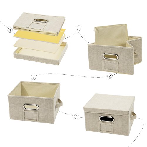 Remowith Greeting Card Organizer and Storage Box with 20 Pcs Adjustable Dividers, Storing Cards with 84 Pcs Labels Perfect for Storing Greeting Cards, Envelopes, Photos 1 Pack Beige
