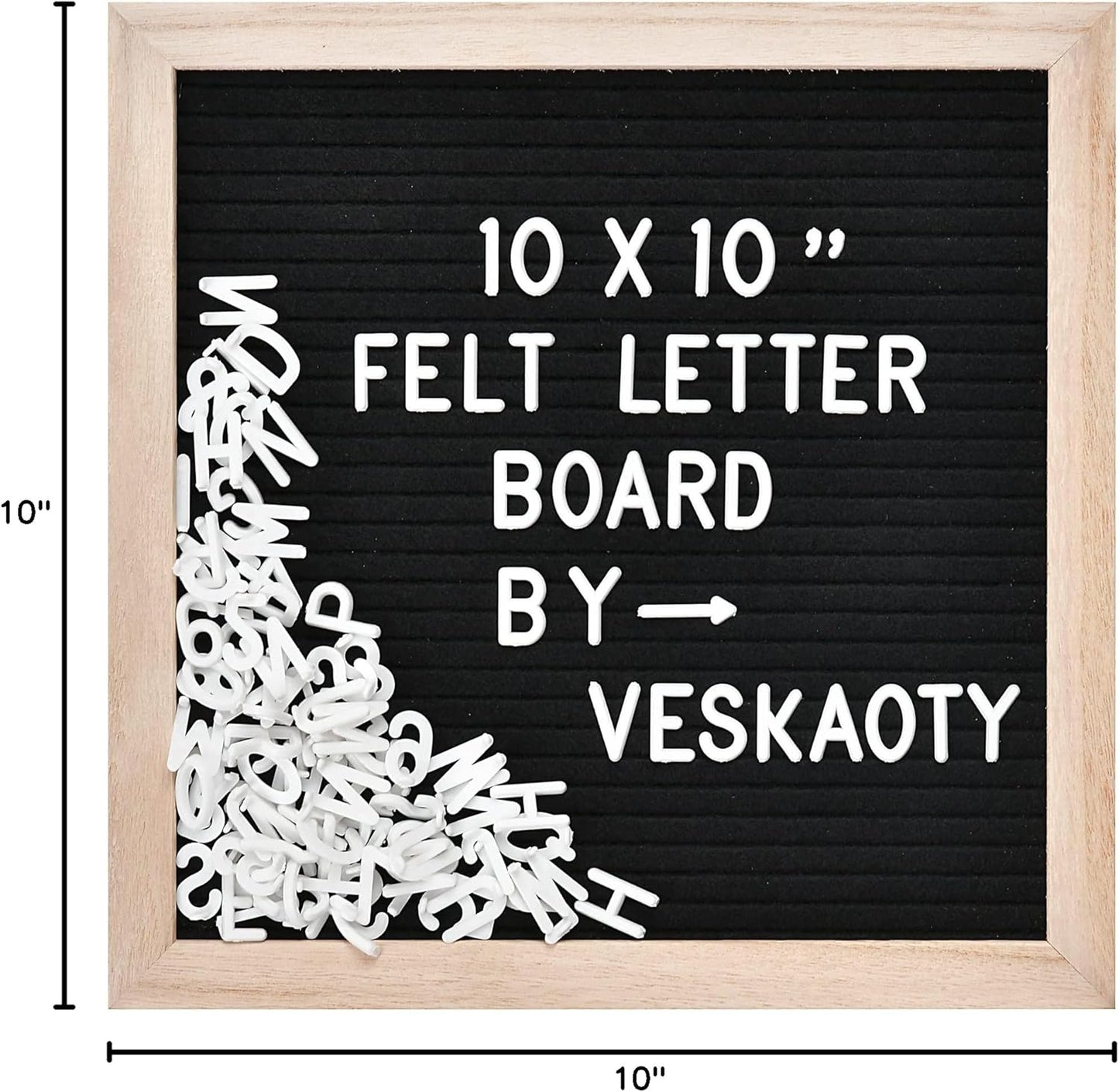 Skiennix Felt Letter Board - 10x10 Inch Changeable Message Board with 294 Letters & Wooden Frame