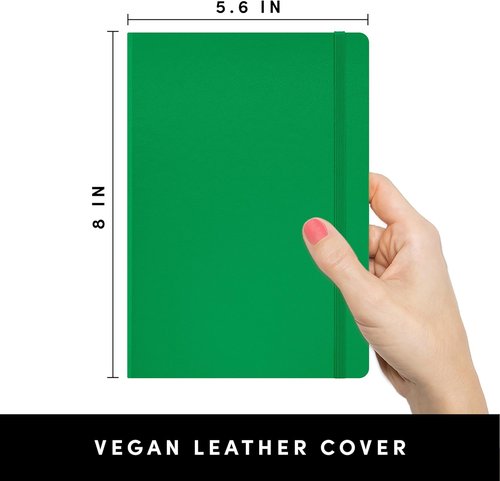Paperage Blank Journal Notebook - Medium Green 5.6 in x 8 in | 160 Pages with 100 GSM Thick Paper
