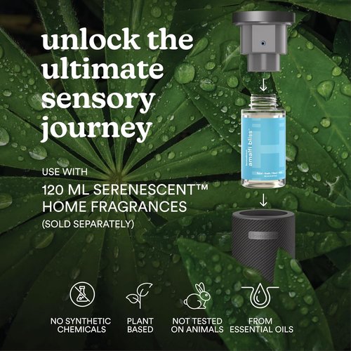 Homedics SereneScent Waterless Essential Oil Diffuser - Cordless Aromatherapy Machine for Large Rooms | Timer & App Control, Black