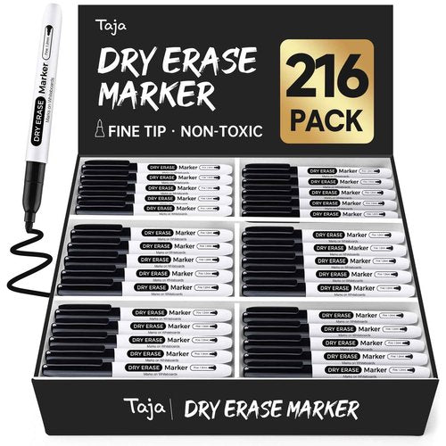 216 Pack Dry Erase Markers Fine Tip, Black Thin WhiteBoard Markers Bulk Set For Office School Supplies