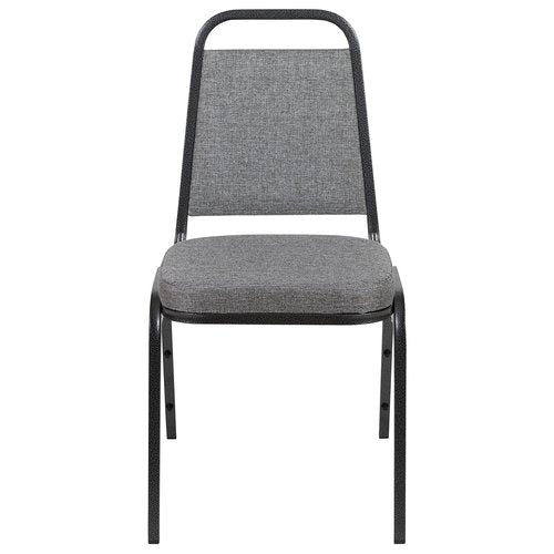 BizChair HERCULES Series Trapezoidal Back Stacking Banquet Chair with 2.5" Thick Seat in Gray Fabric - Silver Vein Frame