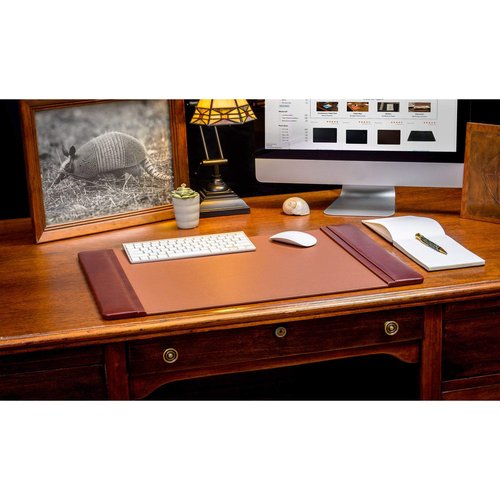 Dacasso Pad with Side Rails Luxury Leather Blotter for Writing-Executive Desk Surface Protector, 25.5" x 17.25", Mocha