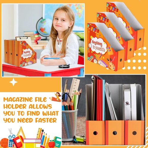Tatuo 30 Pcs Magazine File Holder Cardboard Magazine Holder Storage Box Magazine Organizer Folder Magazine Storage Containers Document File Holder Organizer for Book Desk Classroom