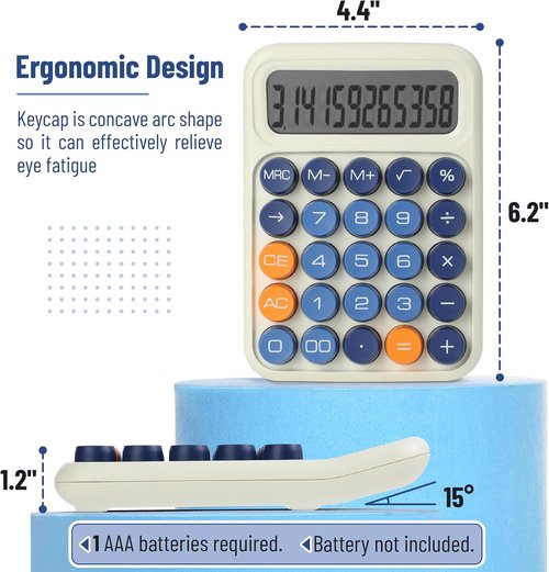 Mr. Pen - Mechanical Switch Calculator with 12-Digit LCD Display | Colorful Design & Large Buttons