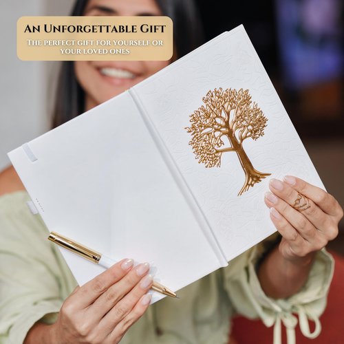 Veway Premium Tree of Life Journal and Pen Set for Women (Breathe) | 224-Page Hardcover Notebook, Elegant Gift Box & Refillable Gold Pen | A5 Aesthetic Writing Journal & Inspirational Gift