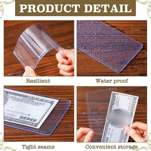 Yexiya 300 Pcs Dollar Bill Holders PVC Currency Holder Transparent Bill Sleeves Protector Case Supplies, 6.9 x 2.95 Inch (Blue)
