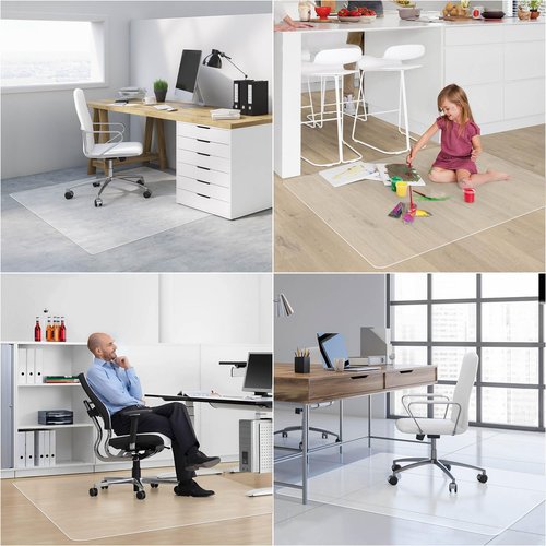Naturei Large Chair Mat for Hard Floors, 48” x 60” Clear Floor Protector Mat, Easy Rolling Desk Chair Mats for Hardwood, Easy to Clean (Rectangle)