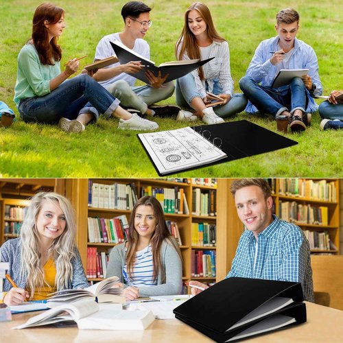 Resholder 2 Pcs 11 x 17 Binder 3 Ring Binder Poly Panel Featuring 2 Inch D Ring Fit 11" x 17" Paper Size for Store Artwork Poster Paper PP Material Black