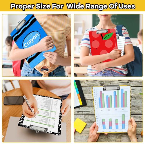 6 Pcs Teacher Clipboard Bulk Teacher Appreciation Gift Cute 12.5 x 9 Inch Large Thickened Acrylic Clip Boards with Low Profile Clip A4 Size Clipboard Set for Classroom Office School Teacher Supplies