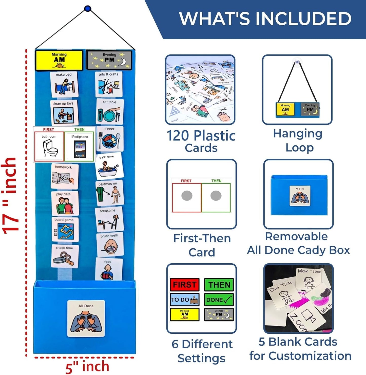 Visual Schedule for Kids - 133 Durable Picture Cards with Soft Loop Coins | Daily Routine & Chore Chart for Autism & ADHD Support