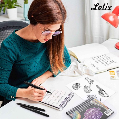 Lelix Felt Tip Pens, 60 Black Pack, 0.7mm Medium Point, Felt Tip Markers Pens for Journaling, Writing, Note Taking, Planner, Perfect for School Office and Art Supplies