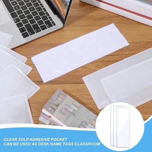 Chinco Self-Adhesive Clear Pocket Labels - 30 Pcs for Organizing Storage Bins & Drawers | 3.55 x 10.8 Inches