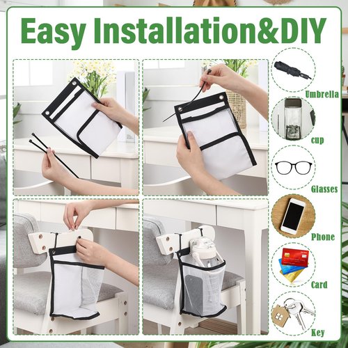 Sunnymove 12 Pcs Water Bottle Holder for Classroom Anti-spill Water Bottle Holder with 50 Pcs Black Zip Ties Back to School Gift Desk Cup Organizer for Student Classroom Chair Pocket Attachment Office