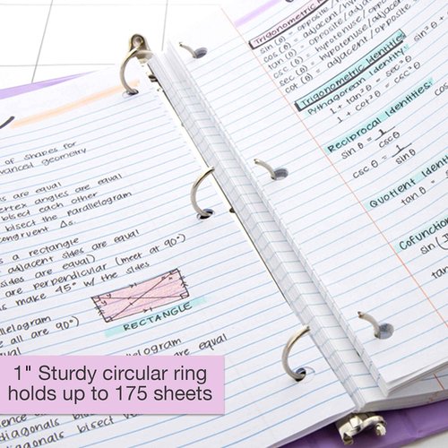 BAZIC Products 3 Ring Binder 1" Economy View Binders Organizer - Pastel Color, Round Ring, Hold 175 Sheets Paper, for School Office Home, 24-Count