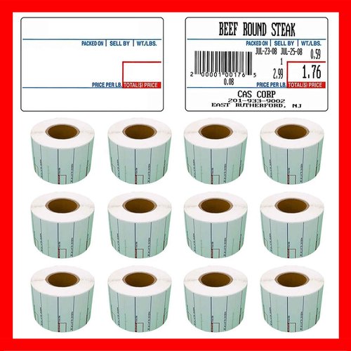 Pokanic Labels LST 8010 Thermal 12 Rolls - 8400 Labels Printer Printing Scale Compatible with CAS LP-1000 CL-5000 CL-5500 CL-7200, Easy Weigh LS-100, VisionTech DLP-300 (12 Rolls, 8010)