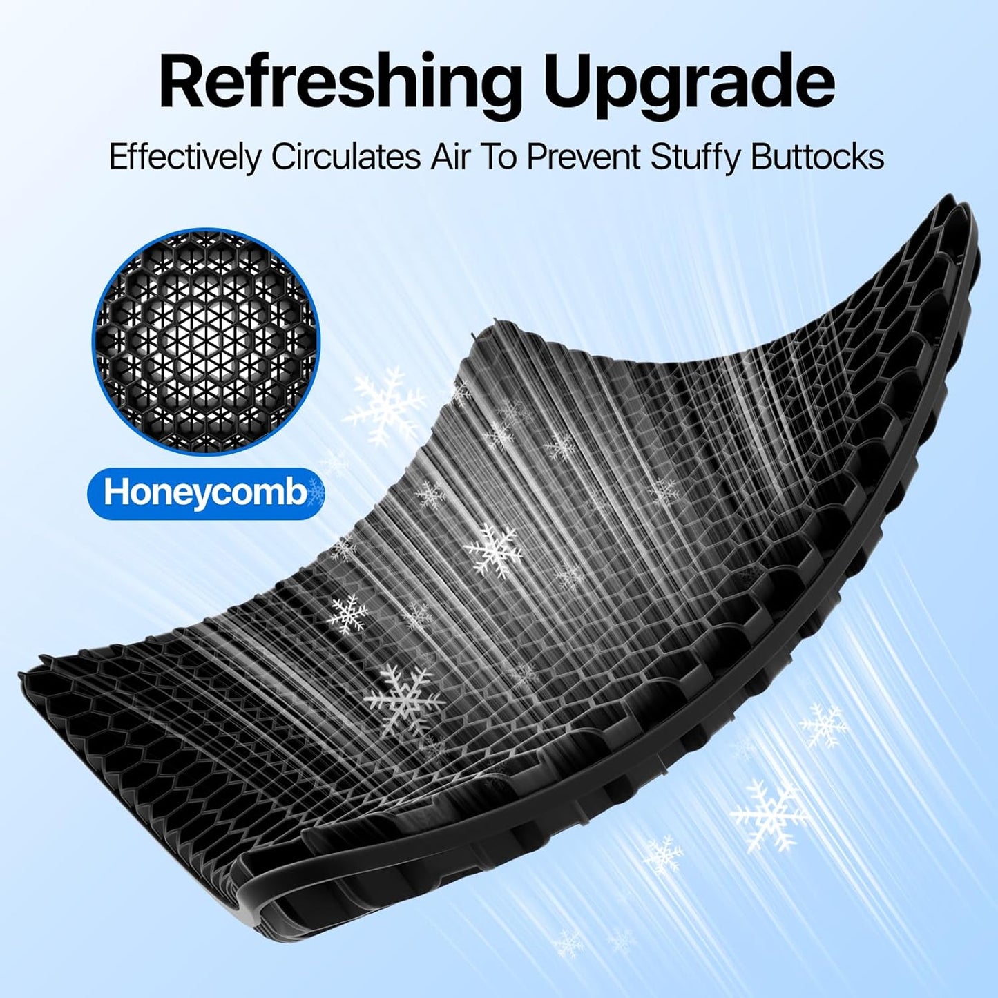 Skiennix Gel Seat Cushion - Cooling Honeycomb Design for Pressure Relief | Non-Slip Cover, Ideal for Office & Home