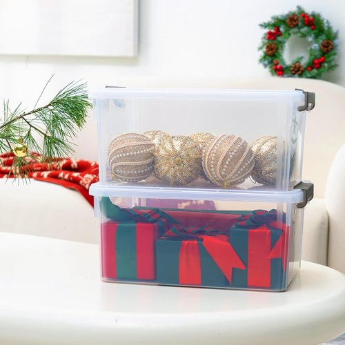 Citylife 17 QT Plastic Storage Bins - Stackable Latching Containers for Organizing Garage, Closet & Kitchen | 4 Pack