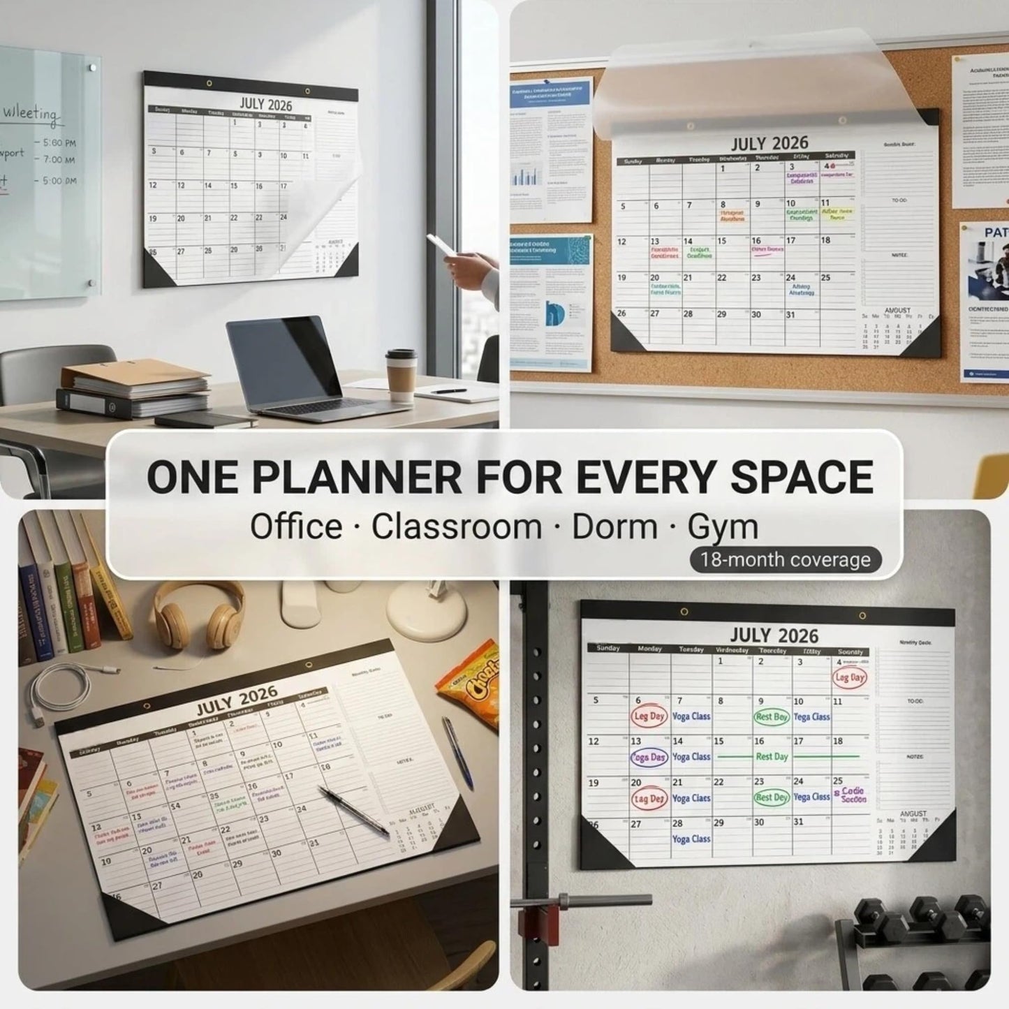 Versatile Desk Calendar 2026-2027 - 18 Month Wall & Desktop Planner (July 2026 - Dec 2027), 17" x 12" Large Monthly Pad, 170um Protective Film & 300g Cardboard for Efficient Workspace