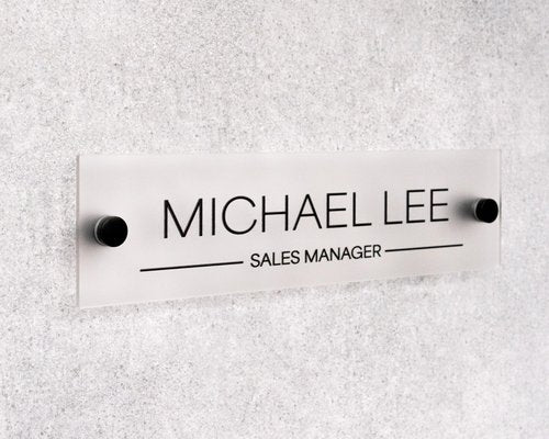 Name Plate For Wall or Door - Name Sign For Office (Frosted Acrylic)