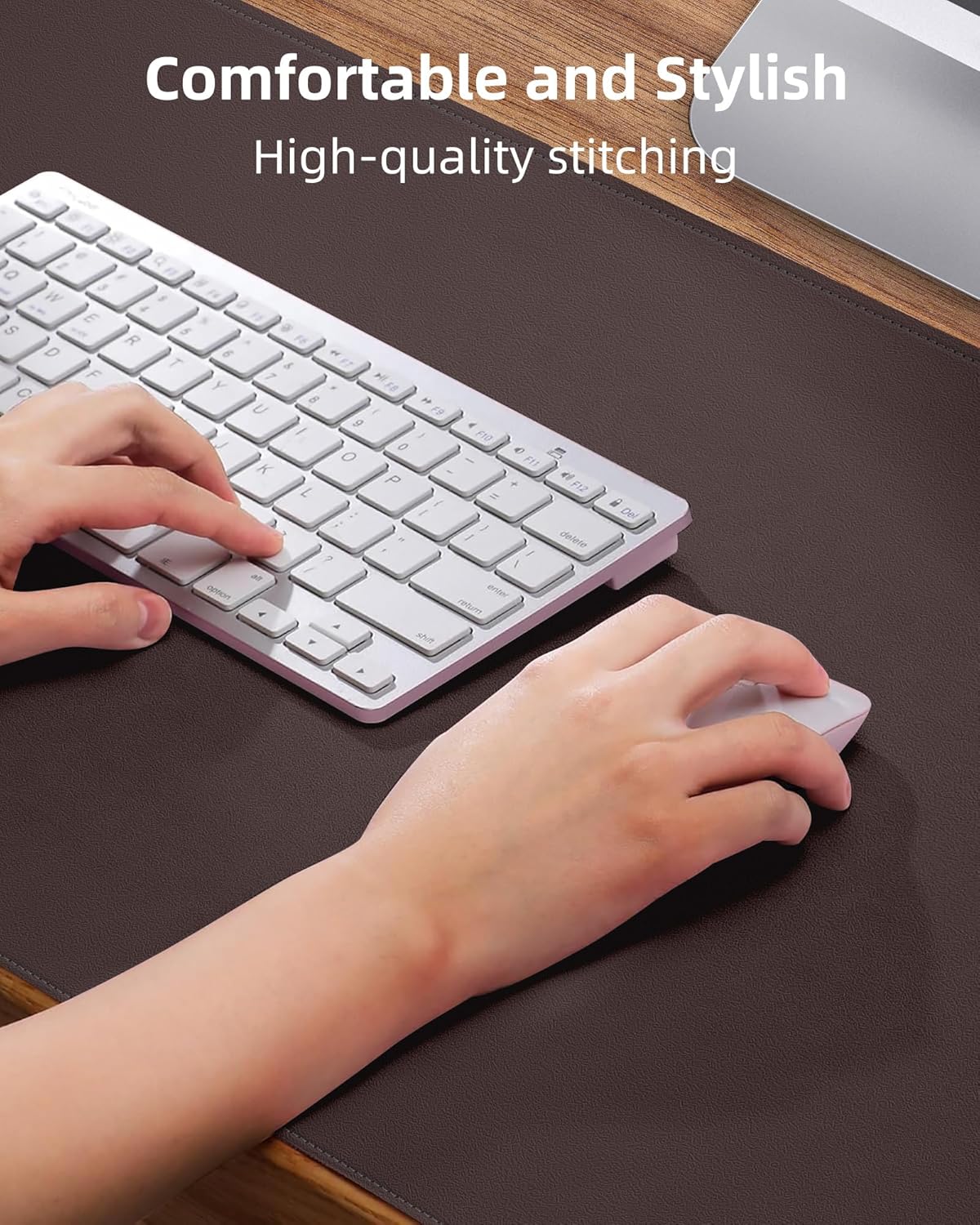Skiennix Non-Slip Desk Pad - Waterproof PVC Leather Protector | Easy Clean Laptop Mat (Coffee, 24" x 13.7")