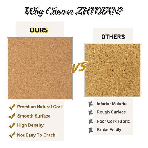 Cork Board Roll 48" x 36", 1/4" Thick Non-Adhesive Decorative Large Corkboard Bulletin Board Sheet for Walls/Office, ZHIDIAN 4' x 3' Premium Frameless Natural Cork Board for DIY Projects