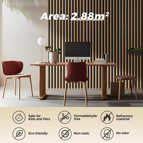 Keemute 4-Pack Bilayer Acoustic Wall Panels Large Self-Adhesive, 47.2” * 23.6” * 0.71” Soundproof Wall Panel, Acoustical Barrier of Polyester Fiber, Decorative Panels for Home&Office ,Black+Brown