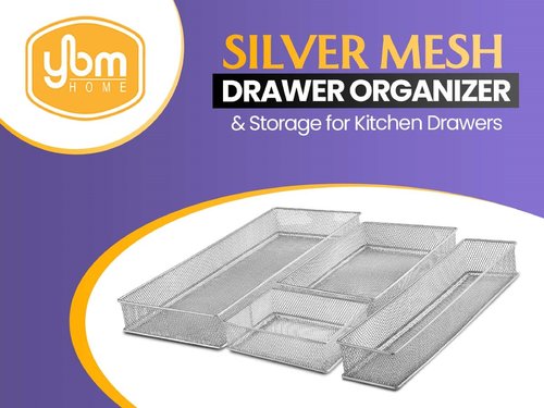 YBM HOME White Mesh Desk Drawer Organizer Tray for Home and Office - Multipurpose Storage Holder