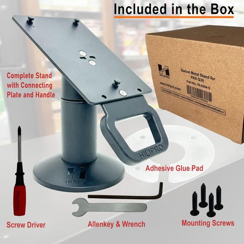 HILIPRO Swivel Point of Sale Stand for Pax A30 Credit Card Payment Terminal - Complete POS Stand -Swivel Stands