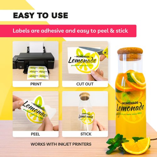 90% Clear Sticker Paper for Inkjet Printer - (20 Sheets), 8.5 x 11" Letter Size, Transparent Glossy, Printable Vinyl, Water-Resistant - Easy to Use for Creative Projects