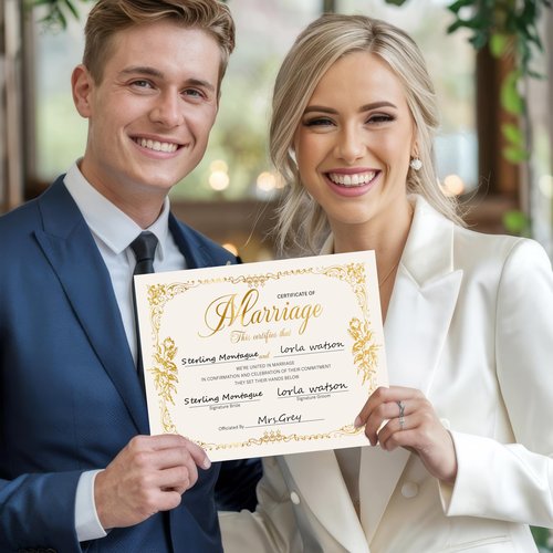 Marriage Certificates with Gold Foil Edges - 8 x 10 Inches Blank Certificate Paper Wedding Certificates Blank Marriage Certificate for Wedding Ceremony Proposals - A10