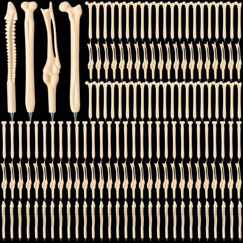 Yeaqee 200 Pieces Black Ink Bone Shape Ballpoint Pens Funny Novelty Bone Ballpoint Pens Doctor Gifts for Men Doctor Nurse Party Crazy Student Gift Halloween Thanksgiving Supplies