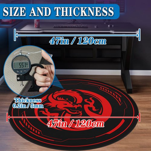 MSKGTML Gaming Chair Mat for Low - Pile Carpets and Hardwood Floors, 47 - inch Round Floor Mat, Suitable for Rolling Chairs in Game Rooms, Bedrooms, Living Rooms and Offices