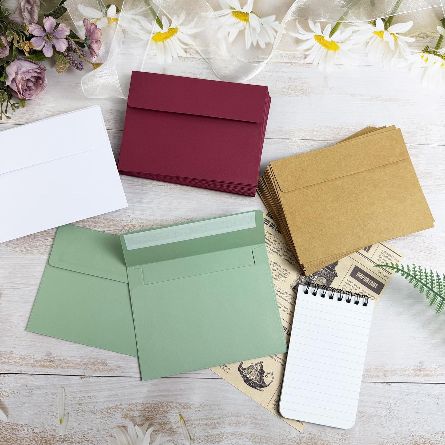 A2 Envelopes 100 Pack,Self Seal 120gsm Paper for 4.25x5.5 Cards 4 3/8" x 5 3/4" Envelopes for Invitations, Postcards, Photos， RSVP, Greeting Cards （Sage Green）