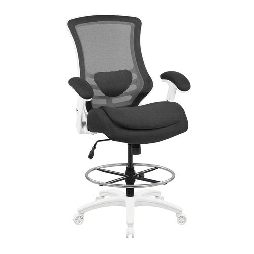 BOLISS 400lbs Mesh Ergonomic Office Computer Drafting Chair with Super Soft Adjustable Flipped Arms Molded Foam Double Seat Cushion Adjustment Lumbar Support Big Foot Ring (Black)