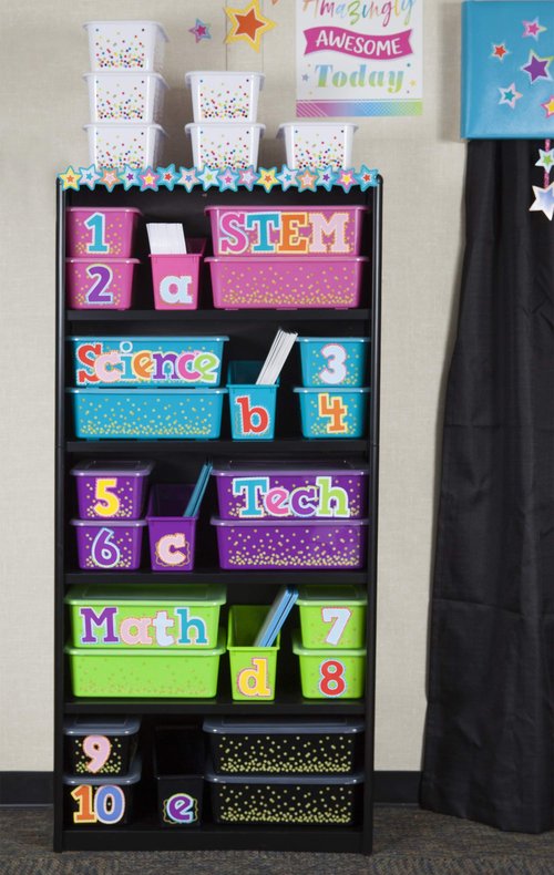Teacher Confetti Small Plastic Storage Bin - 6 Pack