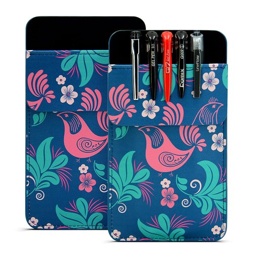 Leather Pocket Protector for Men: 2 Pack Multi Purpose pocket protectors for shirts - Floral and Bird Pattern Pocket Protector for Lab Coats | Pocket Pen Holder Accommodates Work Tools Such as Pens