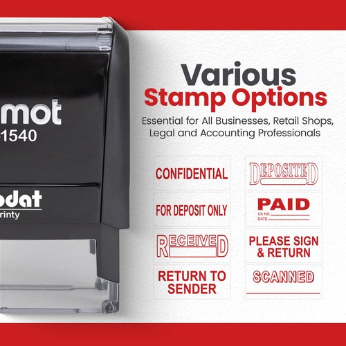 Promot Paid Stamp Self Inking Stamp - Paid Stamp for Office, Accounts Payable Stamp w/Check Number and Date - Rubber Stamps for Retail Use, Red Ink Stamp, Self Inking Stamp for Business Supplies