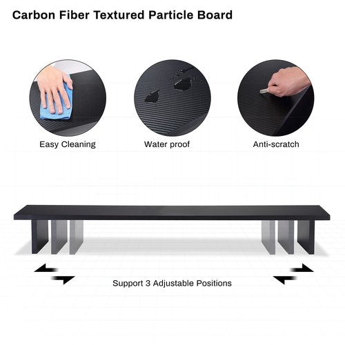 EUREKA ERGONOMIC Dual Monitor Stand - Adjustable Legs, Dual Monitor Riser, Carbon Fiber Computer Monitor Stand, Desktop Organizer, Monitor Stand Riser for PC, Computer, Laptop (Black)