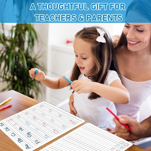 24pcs Dry Erase Board with Lines Handwriting Practice for Kids Letter Alphabet Tracing Thickened Whiteboard Classroom Must Haves Double Sided Teacher Learning Tool Portable Drawing Learning 12" x 9"