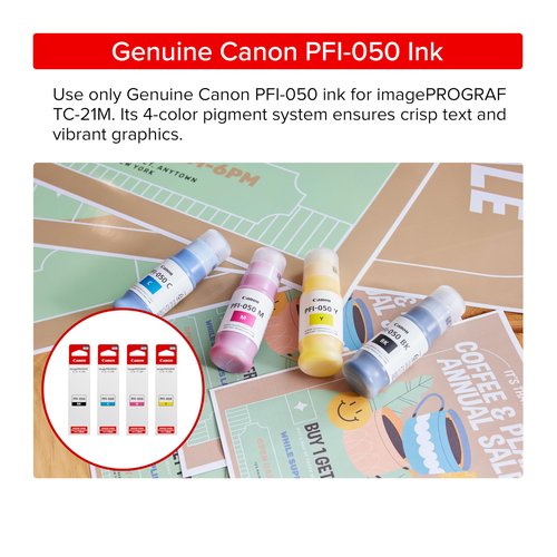 Canon imagePROGRAF TC-21M – Multifunction Printer| 24" Large Format Poster & Plotter Printer - Automatic Roll & Cut Sheet Paper Feeder, USB, Wi-Fi, LAN,White